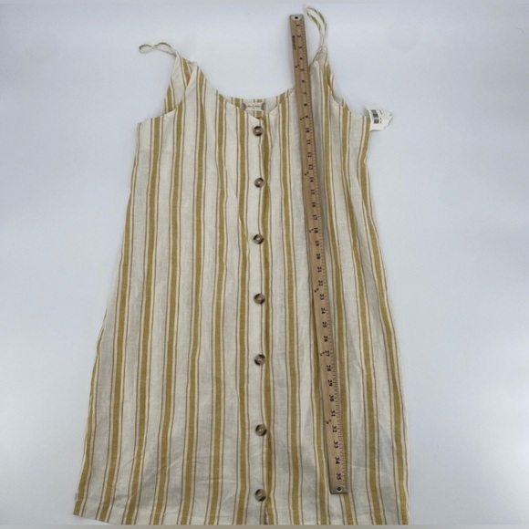 Altar'd State Linen Yellow Striped Button Front Sundress - M - Picture 5 of 10